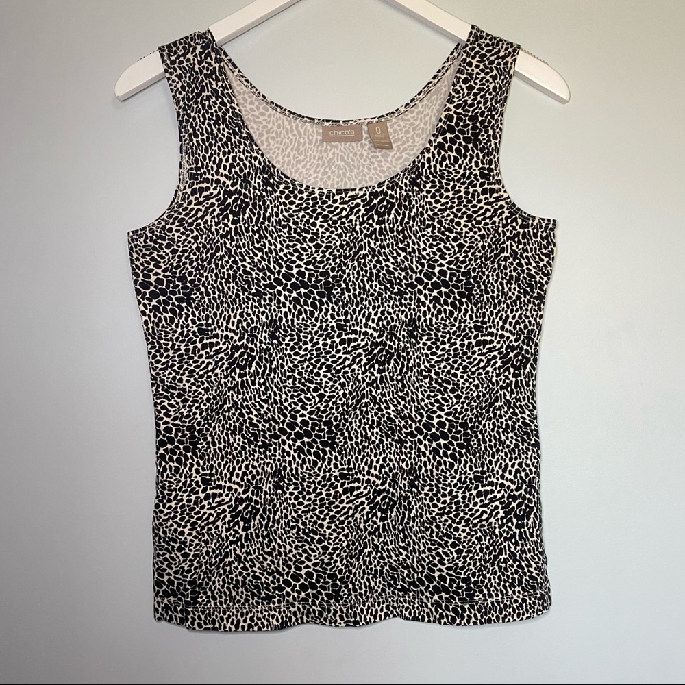 5/$25 | CHICO’S 0 Animal Print Scoop Neck Tank Top - Picture 2 of 8
